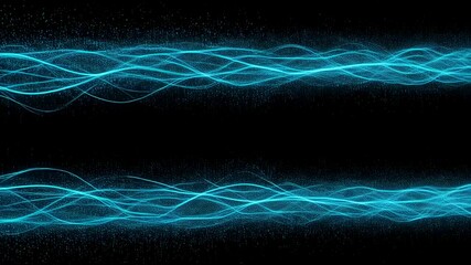 Wall Mural - blue digital data lines and waves creating an abstract light stream. high-tech concept with shimmeri