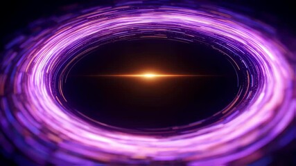 Wall Mural - abstract bright circle of colorful light streaks and dots spinning on black. concept of data stream,