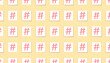 © WINDA KRISDAYANTI - A pastel yellow background features a repeating grid pattern of pale coral hashtag symbols on small white squares