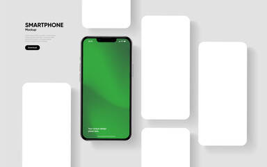 Aufkleber - Realistic smartphone mockup. Mobile phone vector with isolated on white background. Device front view. 3D mobile phone with shadow. Realistic, high quality smart phone mockup for ui ux presentation.