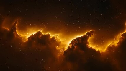Wall Mural - Golden nebula in deep space