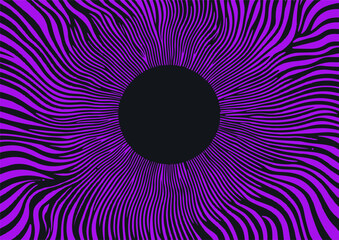 Aufkleber - Abstract vector art of black and purple wavy lines radiating from a central black circle, utilizing a modern op-art style that’s currently popular in digital and graphic design trends.