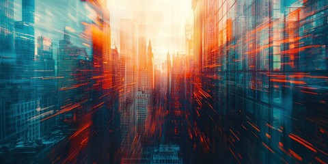 Wall Mural - abstract double exposure cityscapes