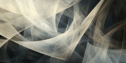 Wall Mural - an abstract composition combining hand-painted strokes with algorithm-generated fractal designs