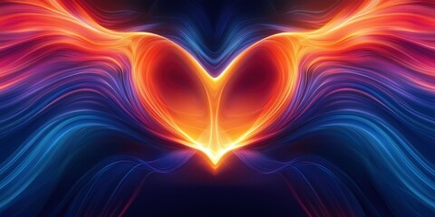 Wall Mural - an abstract digital artwork where light pulses and ripples outward like a heartbeat