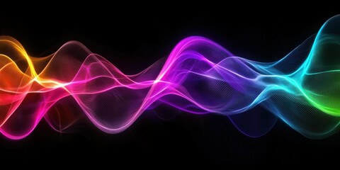 Wall Mural - colorful energy waves rippling through a dark void, creating mesmerizing patterns