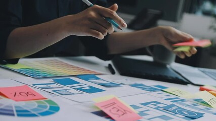 Business Team Collaborating on UXUI Design for System Development with Creative Planning and Prototype