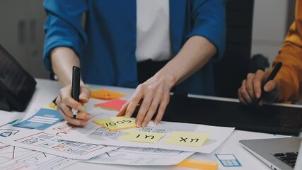 Business Team Collaborating on UXUI Design for System Development with Creative Planning and Prototype