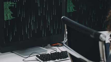 Two asian team working development of programming and encryption technology website design programmers on desk in office