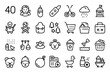 © SMUX SAFALI - Editable stroke outline baby care icons set isolated on transparent background