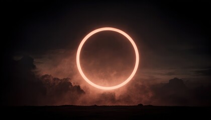 Wall Mural - A glowing circle in a dark sky