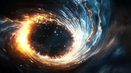 Wall Mural - immense cosmic void surrounded by vibrant galaxies in deep space, big hole in space galaxy video bac