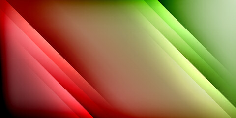 Leinwandbilder - Abstract gradients blend red, green, beige. Diagonal lines create dynamic visual effect against black background. Smooth transitions dominate composition.