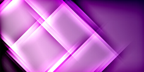 Leinwandbilder - Abstract pink geometric shapes overlap dark background. Bright lines create dynamic visual effect, modern design.