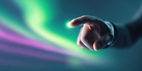 Aufkleber - Gesture Navigation Interface with Businessmans Hand Touching Transparent Digital Screen for Executive Control and Modern Corporate Technology Solutions