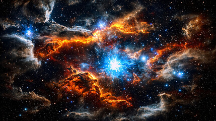 Wall Mural - a magnificent nebula spreading across the night sky in a spectrum of colors and cosmic wonder.