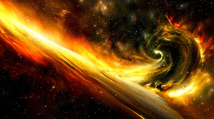 Wall Mural - mysterious black hole at the center of a galaxy surrounded by stars and cosmic wonders.
