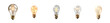 © Novian - Row of light bulbs, including a dimmer bulb, are shown in a row