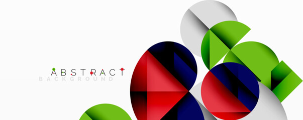 Aufkleber - Geometric shapes overlap, creating vibrant color patterns. Modern design features dynamic composition, smooth gradients.