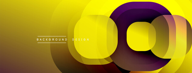 Aufkleber - Abstract yellow, purple layers create dynamic circular design. Modern background suitable for presentations, banners, websites.