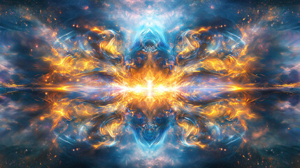 Wall Mural - stunning star burst in space showcasing a brilliant explosion of cosmic colors and light effects.