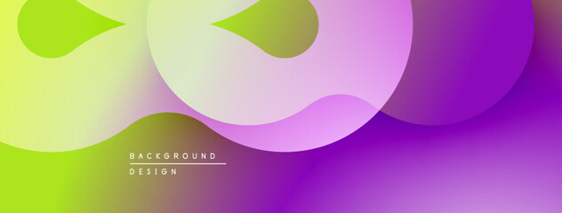 Aufkleber - Abstract fluid shapes, vibrant gradients. Green, purple hues blend smoothly. Modern design element, background texture. Minimalist aesthetic.