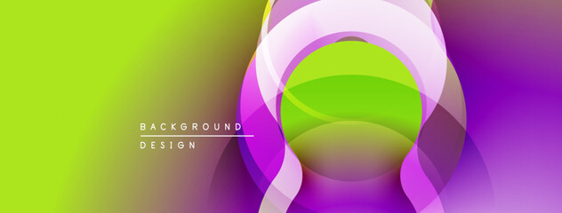 Leinwandbilder - Abstract vibrant background. Gradient blends purple, green hues. Circular shapes overlap creating dynamic visual effect. Modern design element.