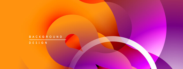 Aufkleber - Abstract fluid shapes blend orange, red, purple hues. Modern design creates dynamic visual experience. Smooth gradients dominate composition.