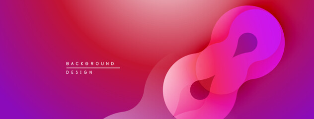 Leinwandbilder - Abstract gradient design. Fluid shapes overlap, creating dynamic visual effect. Vibrant magenta, pink hues dominate composition.