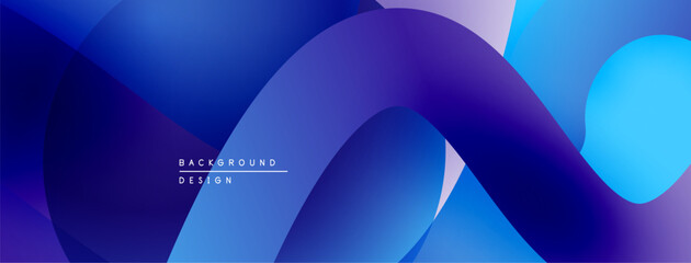 Leinwandbilder - Abstract fluid shapes, vibrant blues, purples create modern background. Smooth gradients, overlapping layers offer dynamic visual effect.