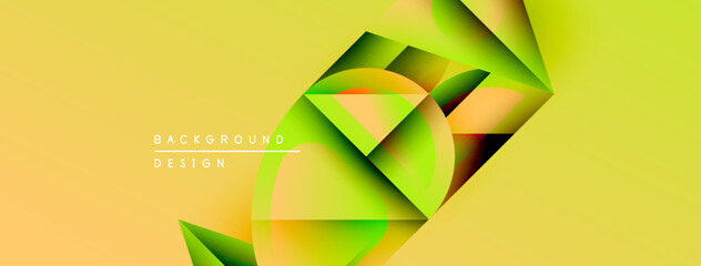 Poster - Abstract yellow background features overlapping green shapes. Modern design elements create dynamic visual texture. Minimalist style, clean composition.