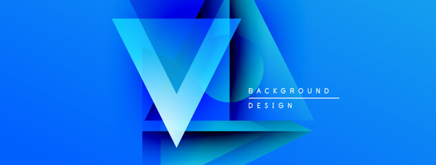 Leinwandbilder - Abstract blue design features layered geometric shapes. Gradient effect creates depth, modern aesthetic. Text reads background design.