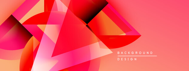 Aufkleber - Abstract geometric shapes blend, creating vibrant pink, orange gradients. Modern design suggests energy, dynamism, visual appeal.