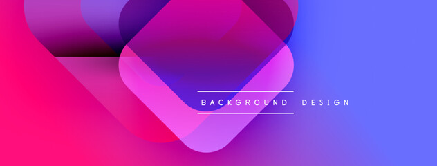 Leinwandbilder - Abstract vibrant shapes overlap. Pink, purple, blue gradients create modern background. Text reads background design. Minimalist composition.