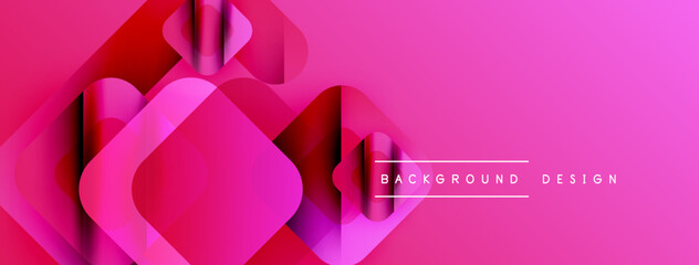 Aufkleber - Abstract pink design features layered squares, gradients. Modern aesthetic, vibrant colors, simple composition. Background element for projects.