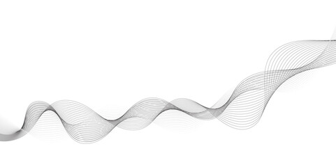 Poster - Abstract grey, white smooth element swoosh speed wave modern stream background. Wave with lines created using blend tool. Abstract frequency sound wave lines and twisted curve lines background.	
