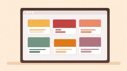 Minimalist dashboard design with colorful interface on computer screen.