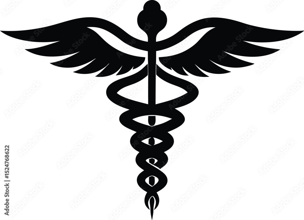 Vector de Stock Caduceus medical symbol with wings and snakes vector ...