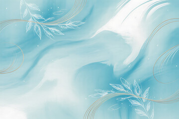 Naklejka na meble Elegant watercolor background with floral accents and soft blue tones