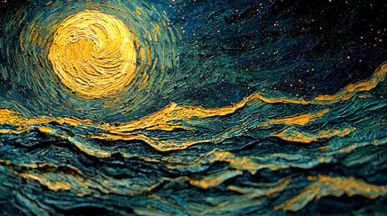 Wall Mural - A vibrant painting of a star surrounded by deep blues and bright whites capturing celestial beauty.