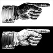 © Christos Georghiou - A hand pointing a finger in an etched vintage woodcut style