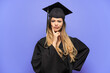 © luismolinero - Young university graduate Russian girl isolated on white background having doubts and thinking