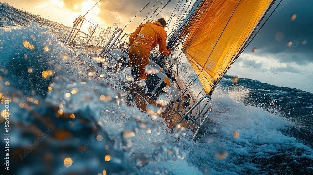 Stock-Foto „Sailboat navigating rough waters adventure challenge and ...