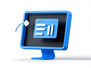 blue computer screen displaying webpage interface design
