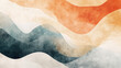 © Thatouch - Abstract watercolor landscape with flowing layered shapes in warm orange and cool blue tones creating a calming scenic background for design projects