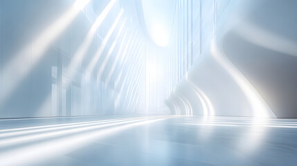 Wall Mural - Smooth lines of blue light blur across a textured sky, evoking motion and abstract design