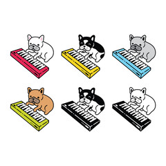 Wall Mural - dog vector french bulldog icon keyboard instrument piano music cartoon character puppy pet doodle sy