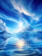 © Praphunsak - Serene blue abstract landscape with swirling clouds and sunlit peaks