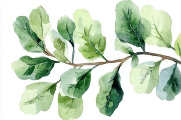 Stunning botanical illustration of oak foliage in watercolor.