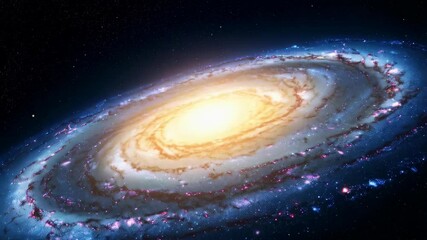 Wall Mural - Stunning spiral galaxy with swirling arms, bright core, and scattered stars in deep dark space, creating a cosmic, interstellar visual spectacle